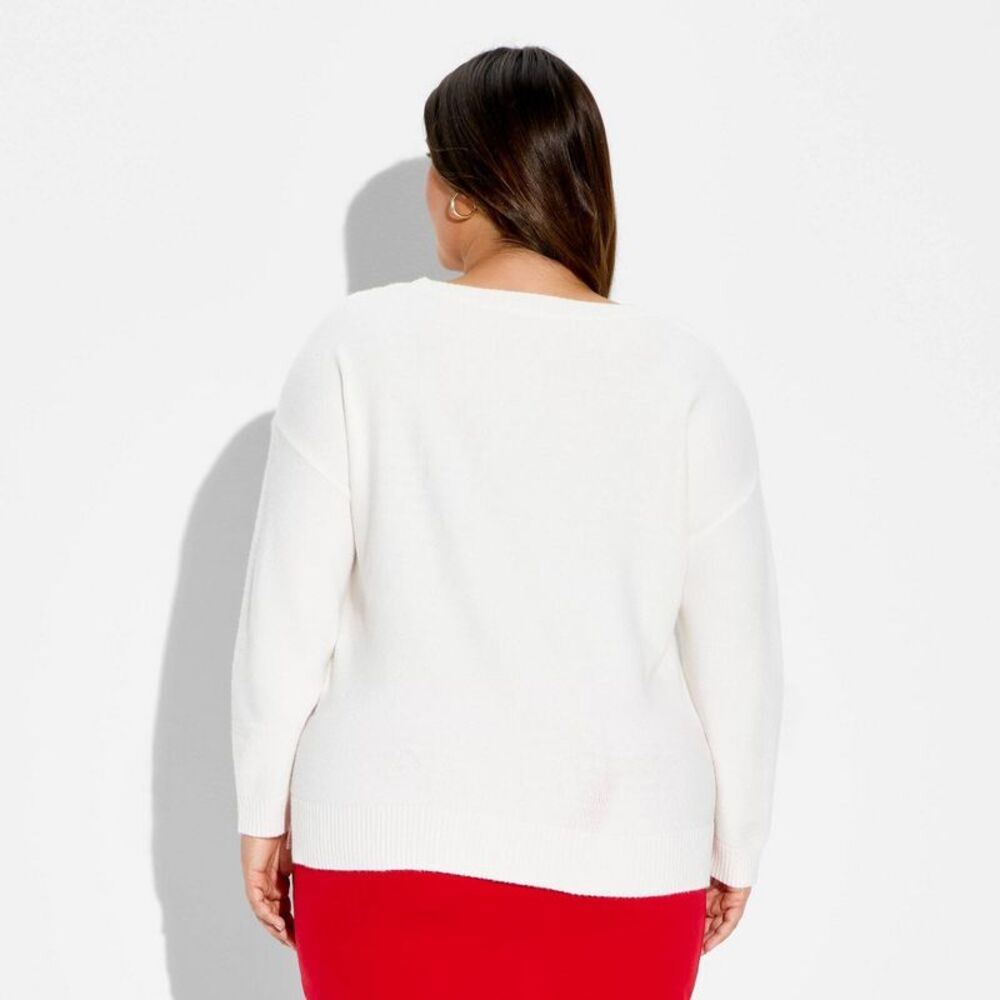 Women's Love Graphic Pullover Sweater - White 1X - Picture 3 of 3